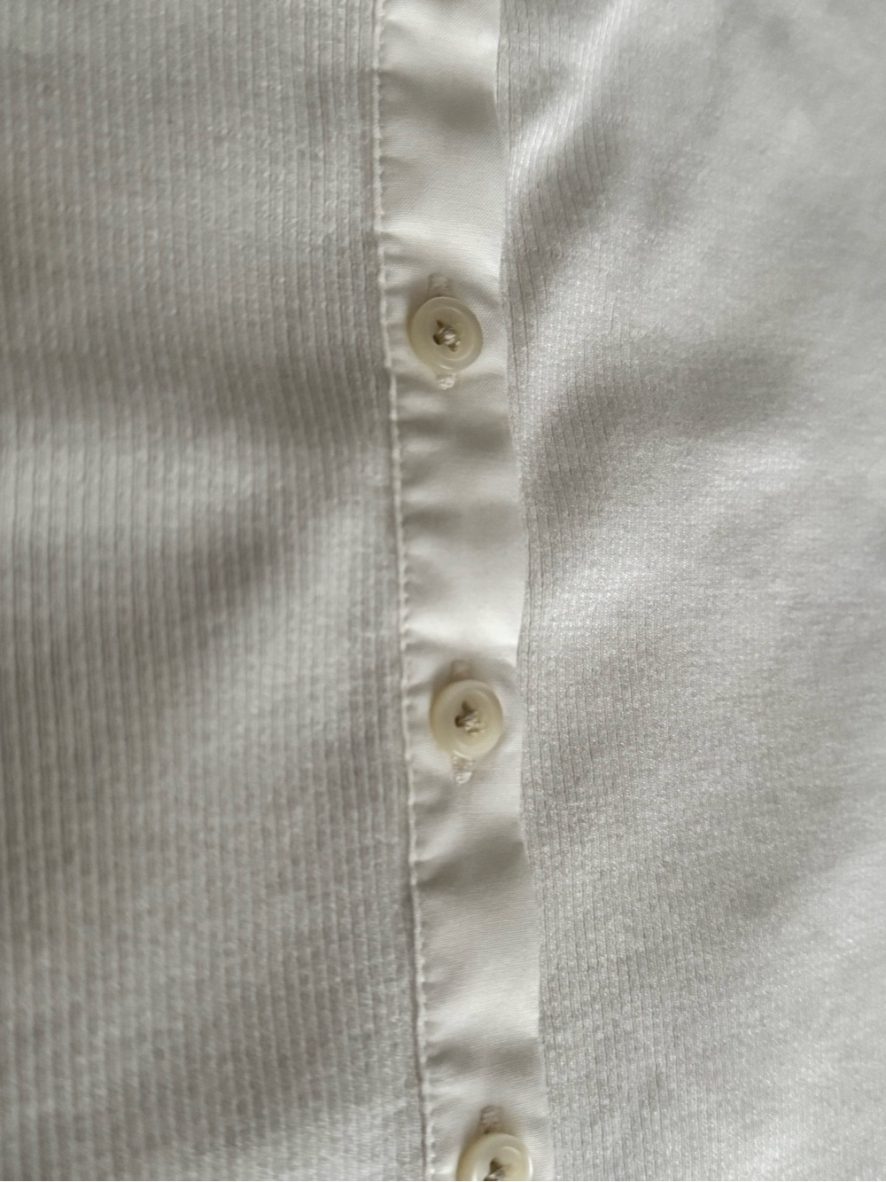 J. Crew Perfect Ribbed Button-Front Scoop Neck Top with Satin Trim, Ivory - Picture 5 of 11